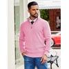 COOFANDY Mens Quarter Zip Pullover Sweater Casual Mock Neck Knit Polo(Pink)