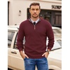 COOFANDY Mens Quarter Zip Pullover Sweater Casual Mock Neck Knit Polo(Red)