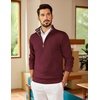 COOFANDY Mens Quarter Zip Pullover Sweater Casual Mock Neck Knit Polo(Red)