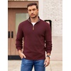 COOFANDY Mens Quarter Zip Pullover Sweater Casual Mock Neck Knit Polo(Red)