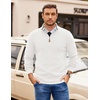 COOFANDY Mens Quarter Zip Pullover Sweater Casual Mock Neck Knit Polo(White)