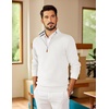 COOFANDY Mens Quarter Zip Pullover Sweater Casual Mock Neck Knit Polo(White)