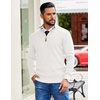 COOFANDY Mens Quarter Zip Pullover Sweater Casual Mock Neck Knit Polo(White)