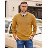 COOFANDY Mens Quarter Zip Pullover Sweater Casual Mock Neck Knit Polo(Yellow)