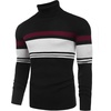 COOFANDY Mens Ribbed Slim Fit Knitted Pullover Casual Turtleneck Sweater(Black White Red Striped)