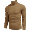 COOFANDY Mens Ribbed Slim Fit Knitted Pullover Casual Turtleneck Sweater(Camel)