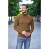 COOFANDY Mens Ribbed Slim Fit Knitted Pullover Casual Turtleneck Sweater(Camel)