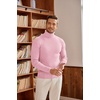 COOFANDY Mens Ribbed Slim Fit Knitted Pullover Casual Turtleneck Sweater(Pink)