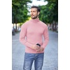 COOFANDY Mens Ribbed Slim Fit Knitted Pullover Casual Turtleneck Sweater(Pink)