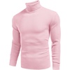 COOFANDY Mens Ribbed Slim Fit Knitted Pullover Casual Turtleneck Sweater(Pink)