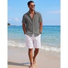 COOFANDY Mens Short Sleeve Cotton Button Down Shirts Linen Beach Shirts(Dark Grey)