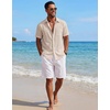 COOFANDY Mens Short Sleeve Cotton Button Down Shirts Linen Beach Shirts(Khaki)