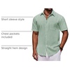 COOFANDY Mens Short Sleeve Cotton Button Down Shirts Linen Beach Shirts(Sage Green)