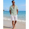 COOFANDY Mens Short Sleeve Cotton Button Down Shirts Linen Beach Shirts(Sage Green)