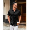 COOFANDY Men’s Stretch Dress Shirts Short Sleeve Wrinkle Free Casual Button Down Shirts(Black & White Dots)