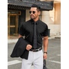 COOFANDY Men’s Stretch Dress Shirts Short Sleeve Wrinkle Free Casual Button Down Shirts(Black & White Dots)