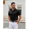 COOFANDY Men’s Stretch Dress Shirts Short Sleeve Wrinkle Free Casual Button Down Shirts(Black & White Dots)