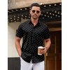 COOFANDY Men’s Stretch Dress Shirts Short Sleeve Wrinkle Free Casual Button Down Shirts(Black & White Dots)