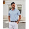 COOFANDY Men’s Stretch Dress Shirts Short Sleeve Wrinkle Free Casual Button Down Shirts(Blue Stripes – Black Dots)