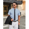 COOFANDY Men’s Stretch Dress Shirts Short Sleeve Wrinkle Free Casual Button Down Shirts(Blue Stripes – Black Dots)