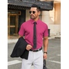 COOFANDY Men’s Stretch Dress Shirts Short Sleeve Wrinkle Free Casual Button Down Shirts(Bright Pink)