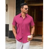 COOFANDY Men’s Stretch Dress Shirts Short Sleeve Wrinkle Free Casual Button Down Shirts(Bright Pink)