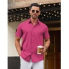 COOFANDY Men’s Stretch Dress Shirts Short Sleeve Wrinkle Free Casual Button Down Shirts(Bright Pink)