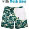 COOFANDY Mens Swim Trunks 7 inch Bathing Suit with Mesh Liner Swim Shorts(Blue Green Coconut Tree)