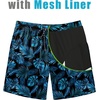 COOFANDY Mens Swim Trunks 7 inch Bathing Suit with Mesh Liner Swim Shorts(Blue Leaves on Black)