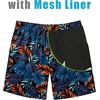 COOFANDY Mens Swim Trunks 7 inch Bathing Suit with Mesh Liner Swim Shorts(Blue Orange Leaves on Black)