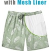 COOFANDY Mens Swim Trunks 7 inch Bathing Suit with Mesh Liner Swim Shorts(Light Green and White Leaves)