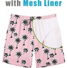 COOFANDY Mens Swim Trunks 7 inch Bathing Suit with Mesh Liner Swim Shorts(Pink Coconut Tree)