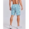 COOFANDY Mens Swim Trunks 7 inch Bathing Suit with Mesh Liner Swim Shorts(White Flowers Leaves on Blue)