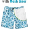 COOFANDY Mens Swim Trunks 7 inch Bathing Suit with Mesh Liner Swim Shorts(White Flowers Leaves on Blue)