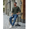 COOFANDY Mens Waffle Long Sleeve Shirt Crew Neck Cotton Blend Basic T Shirt(Army Green)