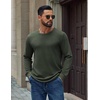 COOFANDY Mens Waffle Long Sleeve Shirt Crew Neck Cotton Blend Basic T Shirt(Army Green)