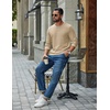 COOFANDY Mens Waffle Long Sleeve Shirt Crew Neck Cotton Blend Basic T Shirt(Beige)
