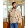 COOFANDY Mens Waffle Long Sleeve Shirt Crew Neck Cotton Blend Basic T Shirt(Beige)