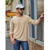 COOFANDY Mens Waffle Long Sleeve Shirt Crew Neck Cotton Blend Basic T Shirt(Beige)