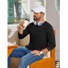 COOFANDY Mens Waffle Long Sleeve Shirt Crew Neck Cotton Blend Basic T Shirt(Black)