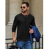 COOFANDY Mens Waffle Long Sleeve Shirt Crew Neck Cotton Blend Basic T Shirt(Black)