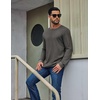COOFANDY Mens Waffle Long Sleeve Shirt Crew Neck Cotton Blend Basic T Shirt(Dark Gray)
