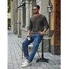 COOFANDY Mens Waffle Long Sleeve Shirt Crew Neck Cotton Blend Basic T Shirt(Dark Gray)