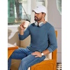 COOFANDY Mens Waffle Long Sleeve Shirt Crew Neck Cotton Blend Basic T Shirt(Indigo)