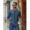 COOFANDY Mens Waffle Long Sleeve Shirt Crew Neck Cotton Blend Basic T Shirt(Indigo)