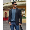 COOFANDY Mens Waffle Long Sleeve Shirt Crew Neck Cotton Blend Basic T Shirt(Indigo)