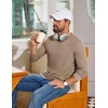 COOFANDY Mens Waffle Long Sleeve Shirt Crew Neck Cotton Blend Basic T Shirt(Khaki)