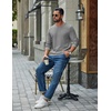 COOFANDY Mens Waffle Long Sleeve Shirt Crew Neck Cotton Blend Basic T Shirt(Light Gray)