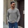 COOFANDY Mens Waffle Long Sleeve Shirt Crew Neck Cotton Blend Basic T Shirt(Light Gray)