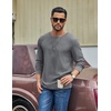 COOFANDY Mens Waffle Long Sleeve Shirt Crew Neck Cotton Blend Basic T Shirt(Medium Gray)
